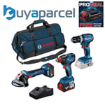 Bosch 18v 3pc Brushless Kit - Combi Drill Impact Driver Wrench + Grinder 2 x 5ah