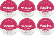 6 x Vaseline Lip Therapy Petroleum Jelly, Rosy Lips, 6 Pack, 20gm