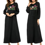 Muslim Dress Dubai Kaftan Women Long Sleeve Black 2xl