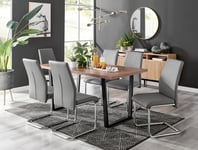 Kylo Large Brown Wood Effect Dining Table & 6 Lorenzo Faux Leather Chairs