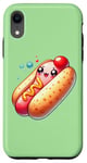 iPhone XR Cute Kawaii Hot Dog with Smiling Face and Bubbles Case