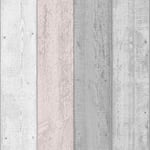 Arthouse Painted Wood Panel Effect Grey Blush Wallpaper Grain Rustic Realistic