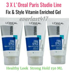 L'Oreal Paris Studio Line Fix & Style Vitamin Enriched Strong Hold Gel 3 X 150ml