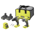 Ryobi R18PD3RID-215S 18V ONE+ Cordless Combi Drill and Impact Driver Starter Kit (2x 1.5Ah) Amazon Exclusive