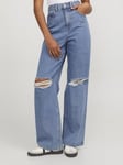 JackandJones Tvättade slitna vida jeans dam (Light Blue Denim,24/32)