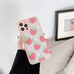 Fashion Cute Strawberry Pattern Phone Case For iphone12 Pro Max Back Cover Transparent Hard Case Soft Border Shockproof Protection Shell (For iphone12ProMax)