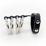 Cock Ring Chastity Cage Gates of Hell 5 Metal Penis Rings With Leather Strap