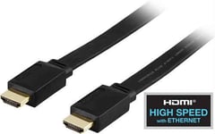HDMI-kabel / 4K UltraHD 60Hz / High Speed / 19-pin ha-ha / flat / svart /2M