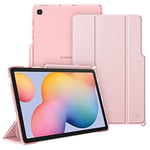 FINTIE Coque pour Samsung Galaxy Tab S6 Lite 10.4 Pouces 2024/2022/2020 - [Rangement de Stylet] Etui Arrière Transparent Givré, Housse Fine et Légère Pliable, Or Rose