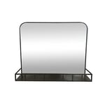 LW Collection Miroir Mural avec étagère Noir Rectangulaire 63x50 cm Métal - Grand Miroir Mural - Industriel - Salon Couloir - Miroir Salle de Bain