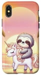 Coque pour iPhone X/XS Kawaii Sloth on Unicorn Escapade
