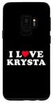 Coque pour Galaxy S9 J'aime Krysta, nom correspondant à la petite amie et au petit ami Krysta