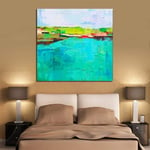 ZXXFR Hand-Painted Oil Painting,Modern Large Size Abstract Large Size Green Handpainted Modern Knife Wall Art Home Decoration Home Decor Decorative Oil Painting On Canvas Pictures, 60X60Cm No Frame