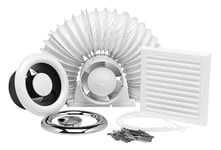 Xpelair Airline Al100 4"/100mm Inline Axial Extractor Fan for Bathrooms and Shower Rooms, Complete with Loft Fitting Kit, White