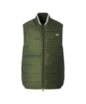 Fred Perry Mens x Lavenham Quilted Green Gilet Jacket - Size Small
