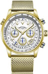 Exclusive Hero Rotary Men's Gold Plated Stainless Steel Mesh Bracelet Watch