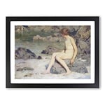 Cupid And Sea Nymphs By Henry Scott Tuke Classic Painting Framed Wall Art Print, Ready to Hang Picture for Living Room Bedroom Home Office Décor, Black A2 (64 x 46 cm)