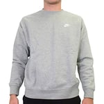 Nike Mens' Nike Sportswear Club Crew Long Sleeved T-Shirt, Dk Grey Heather/(White),XX-Large