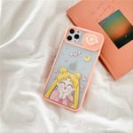 Cute Cartoon Sailor Moon Phone Case for iPhone 12 Pro 12Mini 11 XS Max XR X 7 8 Plus SE Slide Camera Protection Silicone Cover for iphone XR A