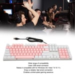 (Pink White) Wired Computer Keyboard 104 Keys Full Size Mechanical Keyboard