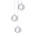 EGLO Conessa LED Pendant Light, 3-Bulb Pendant Lamp, Modern Pendant Light Made of Metal and Plastic, Dining Table Lamp in Chrome, Clear, Living Room Lamp Hanging with GU10 Socket