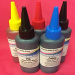 5 PIGMENT DYE BULK INK REFILL BOTTLES FOR CANON PIXMA MG7150 IP7250 MX725 MX925