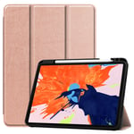 iPad Pro 12.9 3rd Gen (2018) Fodral Tri-Fold Med Pencil-hållare Rosa
