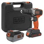 Black+Decker BCD003MEM2K-QW Perceuse à Percussion sans Fil - 18V - 4 (+2) Ah - 1 Batterie 4 Ah et 1 Batterie 2 Ah - Livrée en Boite de Rangement