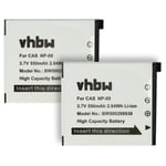vhbw 2x Batteries remplacement pour Casio NP-60 pour appareil photo (550mAh, 3,6V, Li-ion)
