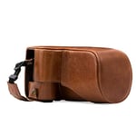 MegaGear MG1183 Ever Ready Genuine Leather Case and Strap, with Battery Access for Canon EOS M6 Camera - Dark Brown