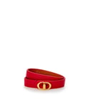 Dior Womens Double Band Leather Bracelet with Gold Clip - Red - Size Large