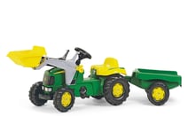 RollyKid John Deere Ride on Pedal Tractor + Front Loader + Kid Trailer - Rolly