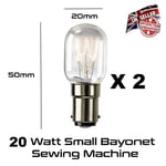 2 x 20w Sewing Machine Lamp Appliance Bulb Small Bayonet SBC B15 240v *UK Stock*