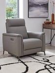 Very Home Bradley Leather/Faux Leather Power Recliner Armchair With Usb Port - Dark Grey