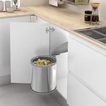 Menage Confort Poubelle ronde pivotante avec ouverture automatique pour armoire de cuisine - Capacité 13L - Acier inoxydable