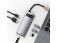 Baseus Metal Gleam, USB 3.2 Gen 1 (3.1 Gen 1) Type-C, 100 W, 10,100,1000 Mbit/s, Grå, MicroSD (TransFlash), SD, 4K Ultra HD
