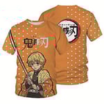 Unisex Demon Slayer T-shirt med tryckta tecknade figurer - Casual kortärmad topp, present (M Agatsuma Zenitsu)