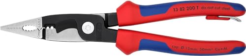 Knipex Pliers for Electrical Installation black atramentized, with multi-component grips, with integrated tether attachment point for a tool tether 200 mm 13 82 200 T