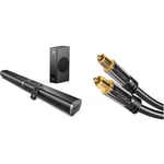 Soundbar with Subwoofer, 190W Sound Bar for TV, HDMI-ARC, Deep Bass & KabelDirekt 1m Optical Digital Audio Cable/TOSLINK Cable (TOSLINK to TOSLINK, fibre optic cable) PRO Series