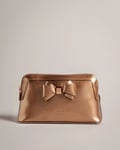 TED BAKER ❤️ Rose Gold - Glossy Curved Bow Makeup Bag 'Aimee' - Vinyl ❤️ BNWT