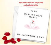 Personalised Valentine Day Card Husband Wife Boyfriend Girlfriend V-Swan