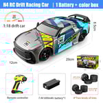 1:18 h4 4wd RC Driftbil 30km/h Hög Hastighet Off-Road 2.4g Fjärrstyrd Bil Racing Stuntfordon Driftmästare Leksaker för Barn H4 30KMh 1B Blue