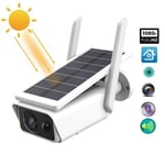 Solar Security Camera, Outdoor Powered Wireless Rechargeable WiFi 1080P Home IP Camera with PIR Motion Detection Night Vision and Solar Panels