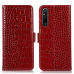 Sony Xperia 1 V - RFID Cover / pung i ægte læder - Rød