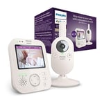 Philips Avent Babyphone vidéo Premium, 100% privé et sécurisé avec caméra et audio, écran de 3,5", zoom x4, vision nocturne, audio bidirectionnel, berceuses, température ambiante (modèle SCD891/26)