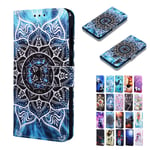 Rose-Otter for Xiaomi Mi 10 Lite/Youth 5G 2020 Case PU Leather Wallet Flip Case Card Holder Kickstand Shockproof TPU Silicone Bumper Cover Pattern Blue Mandala