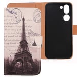 Lankashi Painted Flip Wallet-Design PU Leather Cover Skin Protection Case TPU Silicone Shell For Doro 8050 5.7" (Stamp Tower Design)