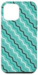 Coque pour iPhone 12 Pro Max Turquoise Teal Zigzag Wavy Diagonal Lines Stripes Pattern