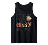 I Run On Coffee, Chaos And Dogs Dog Lover Coffee Addict Tank Top