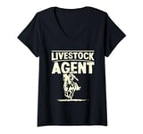 Womens Livestock Agent I Cowboy V-Neck T-Shirt